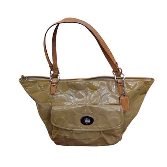 Coach Tan Leather Tote Bag #F14662 - Picture 1 of 13
